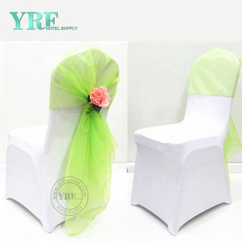 YRF Wedding White Ruffle Spandex Banquet Chair Cover