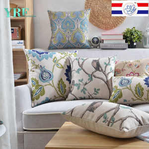 Pastoral Style Cotton Linen Square Leave Decorative Cushion