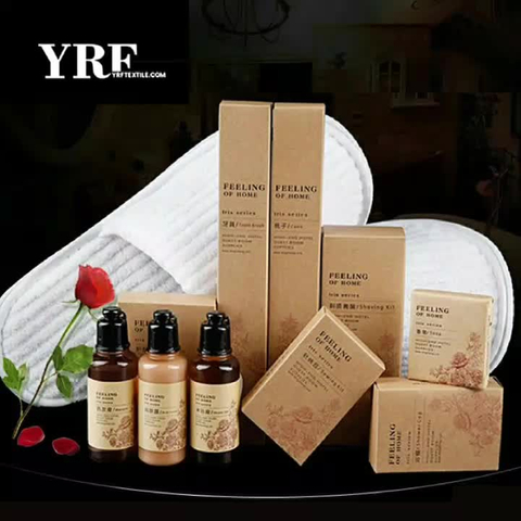 YRF gute Qualität Custom Hotel Amenity Spa Slipper Badezimmer Körperpflege-Shampoo-Bad Gelseife Dental Kit