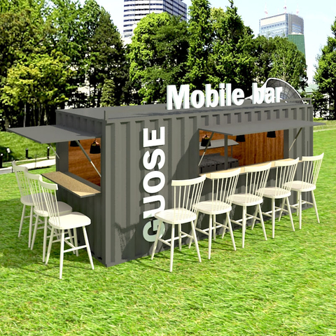 Custom Für Ferienanlage komplett eingerichtetes Container-Café aus hellem Stahl