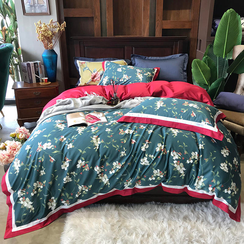 Hochwertige Bettwäsche aus Baumwolle, bedruckt, bequemes 4-teiliges Kingsize-Bett